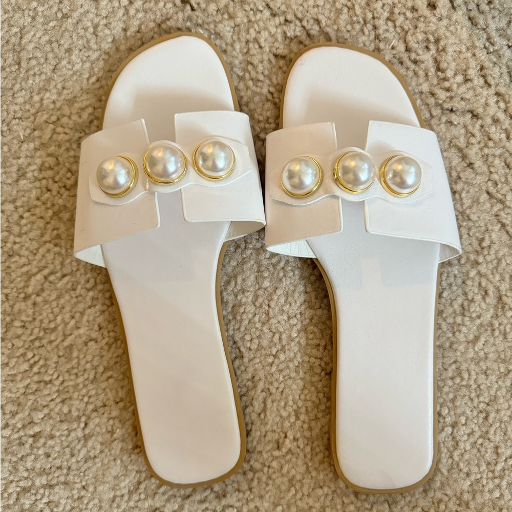 White & gold sandals